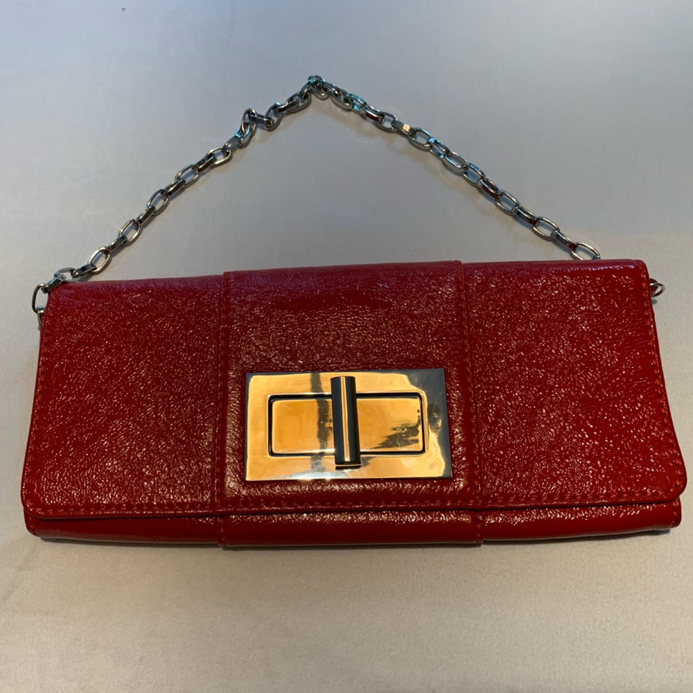 Banana Republic Red Clutch with Gold Accent